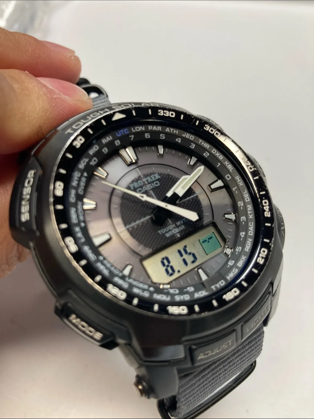 Casio Pro Trek PRW-5100YT, Black and Gray Analog-Digital, gray nato strap
